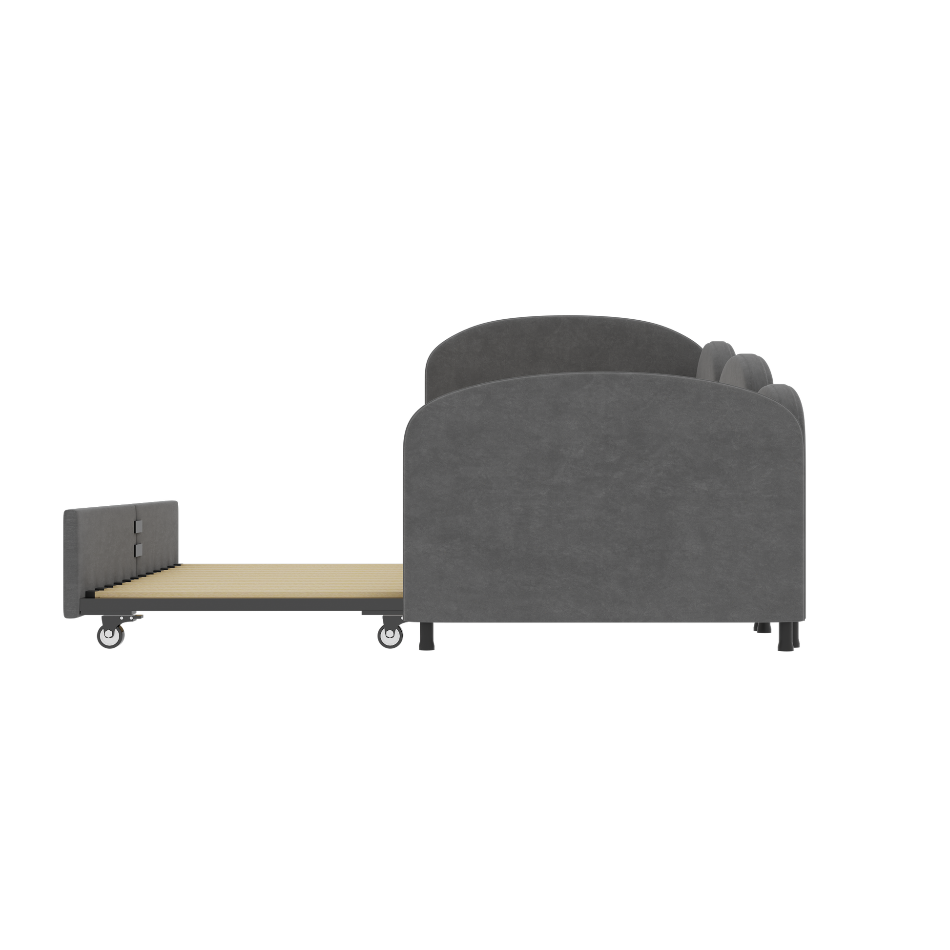 Twin Size Twin Size Bed Frames With An Another Bed Frame, Velvet Upholstered Daybed, Modern Sofa Bed Daybed Frame For Bedroom Living Room, Suitable For Living Room, Kids Room, Bedroom Ddry Gray Dark