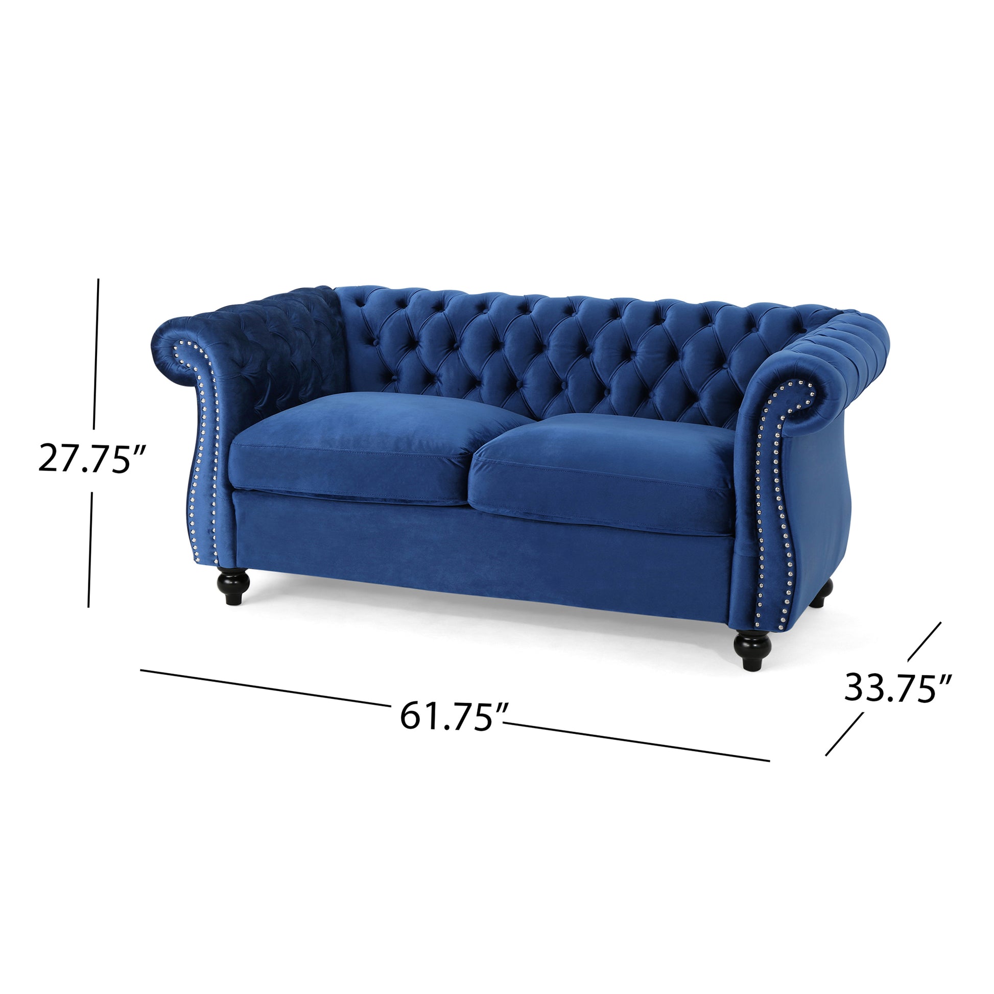 Seat Sofa Navy Blue Velvet