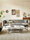 Coffee Table Ceramic Coffee Table, Mdf Painting Double Layer Coffee Table For Living Room, White Ceramic And Coffee Brown Bottom Shelf Black White Ceramic Mdf