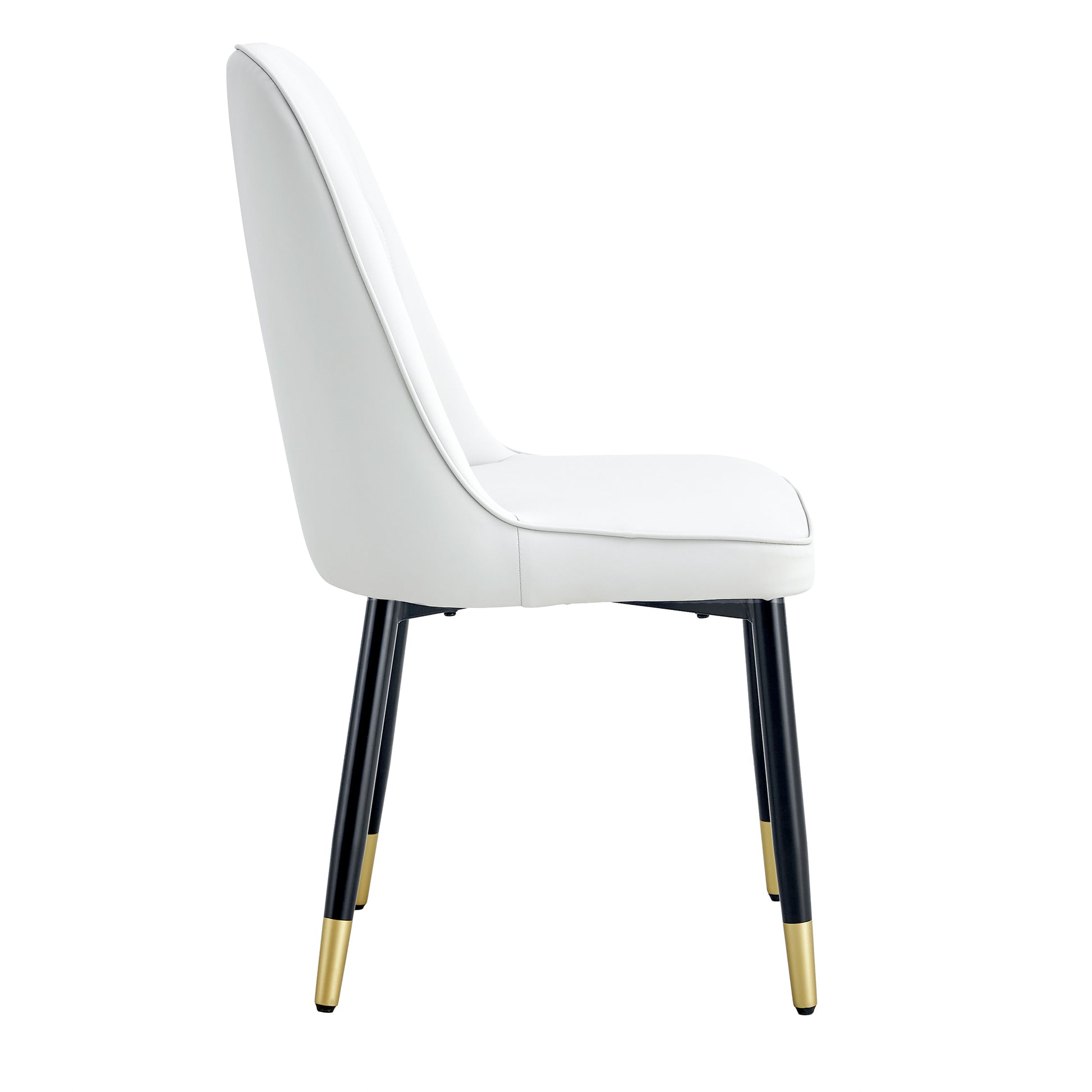 Table And Chair Set.Modern Minimalist Dining Table. White Imitation Marble Pattern Sintered Stone Desktop With Golden Metal Legs.Paried With 6 Comfortable Chairs With Pu Seats And Black Metal Legs.