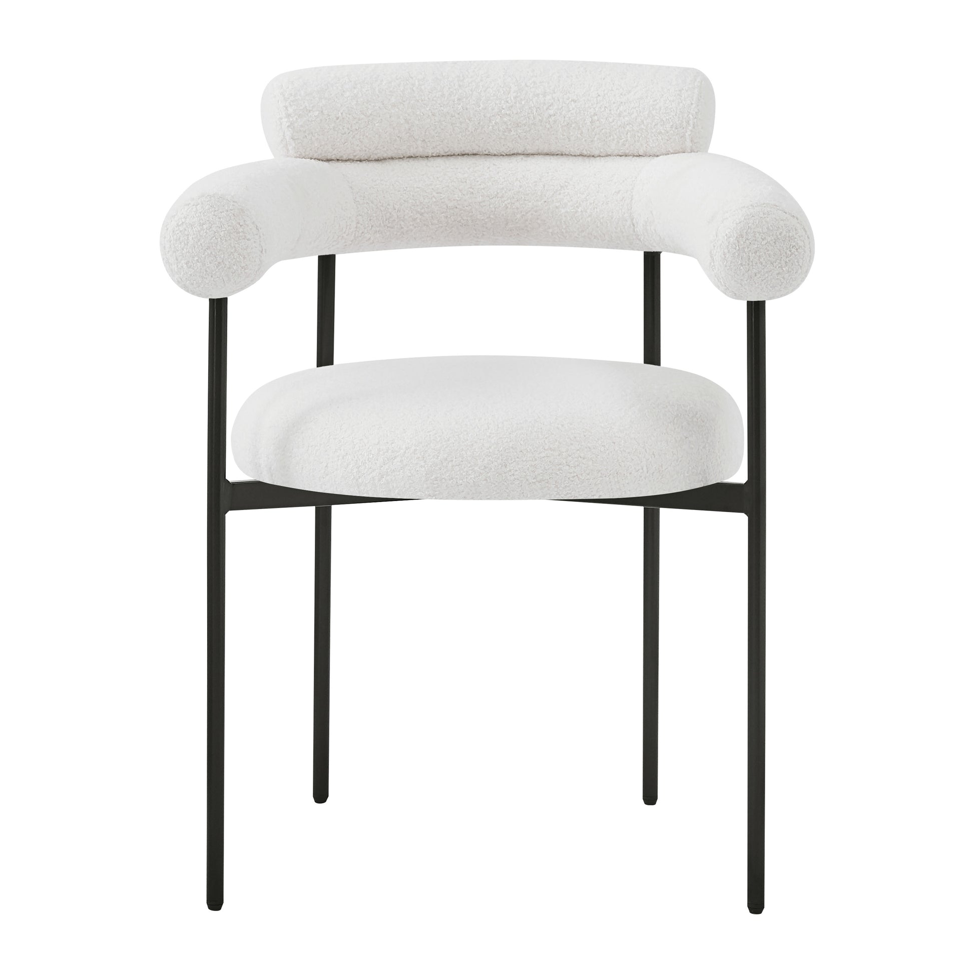 Upholstered Armchair Dining Chairs With Metal Legs Set Of 2 ,White White Fabric Metal