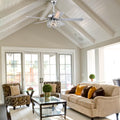 52'' Crystal Shade Ceiling Fan Lamp With Remote Control 3 Speed High, Mid, Low 5 Reversible Blades For Living Room, Dining Room, Bedroom, Family Room, Chrome ,3Pcs*E26 No Include Bulb Chrome American Traditional,Antique,Classic,Contemporary Crystal Metal