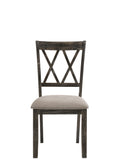 Claudia Ii Beige Fabric & Weathered Gray Finish Side Chair Set Of 2 Beige,Gray Fabric,Synthetic Wood