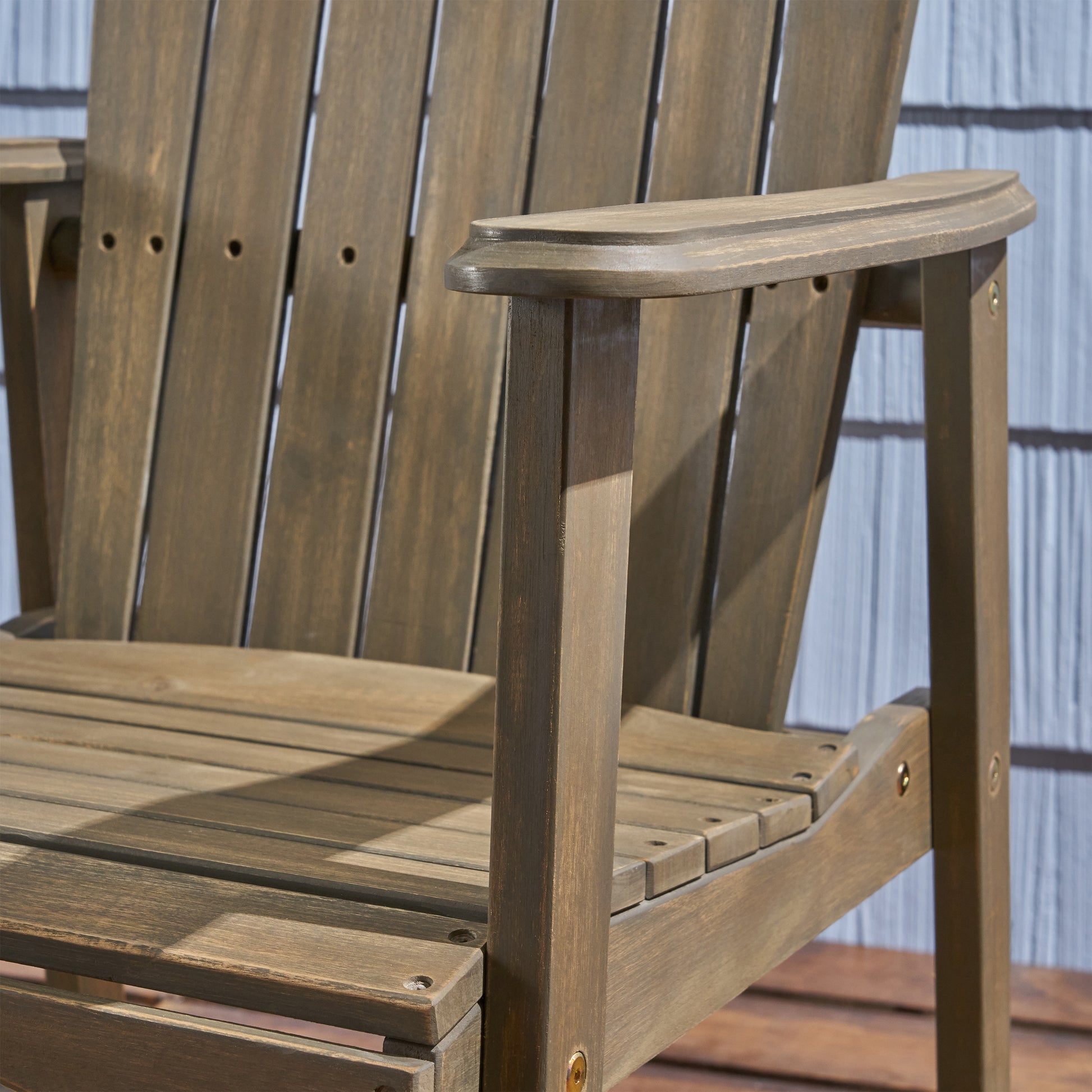 Outdoor Weather Resistant Acacia Wood Adirondack Dining Chairs Set Of 2 , Grey Finish Grey Acacia Wood
