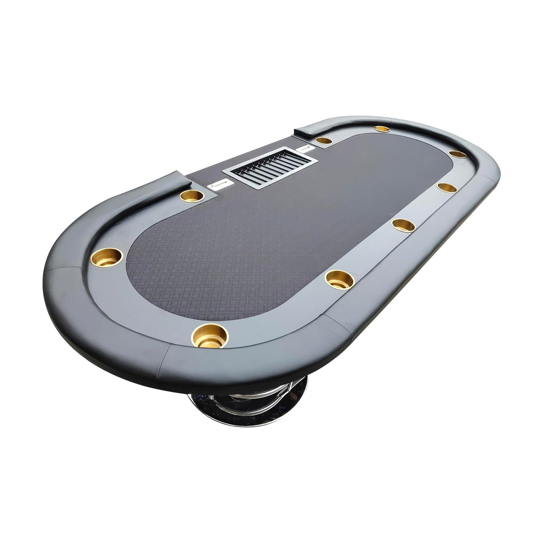 Ino Design 96" Elite Oval Dark Knight Waterproof Felt Poker Table Top Only Black Black Modern Mdf