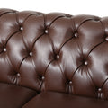 Mirod Comfy 3 Seat Sofa With Wooden Legs, Retro Style For Living Room And Study Dark Brown Pu 3 Seat