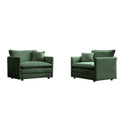 Accent Chair Set Of 2, High End Chenille Upholstered Armchairs, Living Room Side Chairs With Toss Pillow, Green Chenille Green Chenille 2 Seat