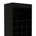 Kava Bar Cabinet, Concealable Serving Tray, Sixteen Built In Wine Rack, One Shelf, Double Door Black Black Particle Board