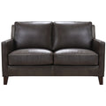 Ashby Waxy Pull Up Leather Loveseat Dark Granite Down Filling Genuine Leather