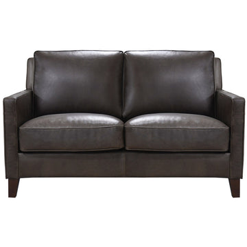 Ashby Waxy Pull Up Leather Loveseat Dark Granite Down Filling Genuine Leather