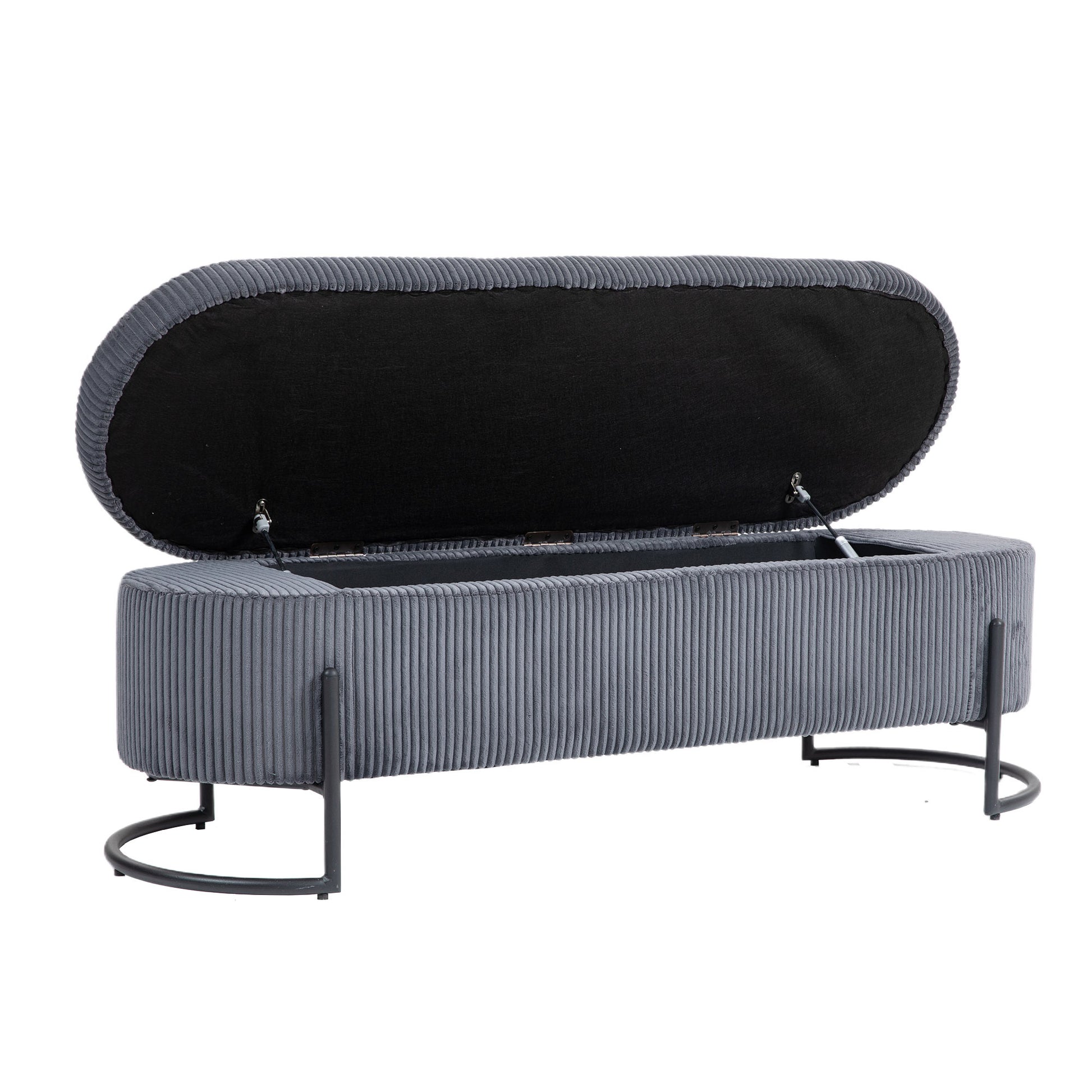 Coolmore Storage Ottoman,Bedroom End Bench,Upholstered Fabric Storage Ottoman With Safety Hinge, Entryway Padded Footstool, Ottoman Bench For Living Room & Bedroom Dark Gray Dark Gray Velvet