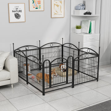Dog Playpen Indoor 24 Inch 8 Panels Metal Dog Pen Pet Dog Fence Outdoor Exercise Pen With Doors, Heavy Duty Dog Fence Puppy Pen For Large Medium Small Dogs Indoor Outdoor Foldable Pet Exercise Pen