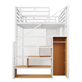 Full Size Metal Loft Bed With Wardrobe, Desk, Storage Shelves, White Expected Arrival Time: 10.3 Box Spring Not Required Full White Metal Mdf Metal