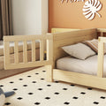 Twin Size Floor Platform Bed With Built In Book Storage Rack, Door,Natural Twin Natural American Design Pine