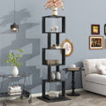 5 Tier Rotating Bookshelf, Floor Rack Simple Bookcase With Acrylic Plate Student Multi Function Creative Bookshelf For Living Room With Anti Toppling Base Black Particle Board