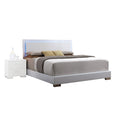 White Queen Bed With Led Light Headboard Box Spring Required Queen White Wood White Bedroom Contemporary Panel Faux Leather Faux Leather