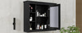 35'' X 28'' Wall Mounted Bathroom Storage Cabinet, Medicine Cabinet, Modern Bathroom Wall Cabinet With Mirror, Mirror Cabinet With 6 Open Shelves Not Include Bathroom Vanity Black 1 Mirror Included