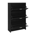 Shoe Storage Cabinet For Entryway With 3 Flip Drawers, Modern Shoe Organizer Cabinet, Free Standing Shoe Rack For Hallway, Living Room, Black Black Mdf