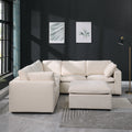 Modular Sectional Sofa, Convertible L Shaped Sofa Couch, Modular Sectionals With Ottomans, 6 Seat Sofa Couch With Reversible Chaise For Living Room. Beige Beige Fabric 6 Seat