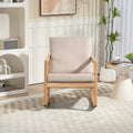 Upholstered Accent Glider Chair,Rubberwood Frame In Natural, Khaki Khaki American Design Fiber Foam And Polyester Fiber Pad Rubber Wood