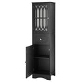 Tall Bathroom Cabinet, Freestanding Storage Cabinet With Drawer And Doors, Mdf Board, Acrylic Door, Adjustable Shelf, Black Black Mdf