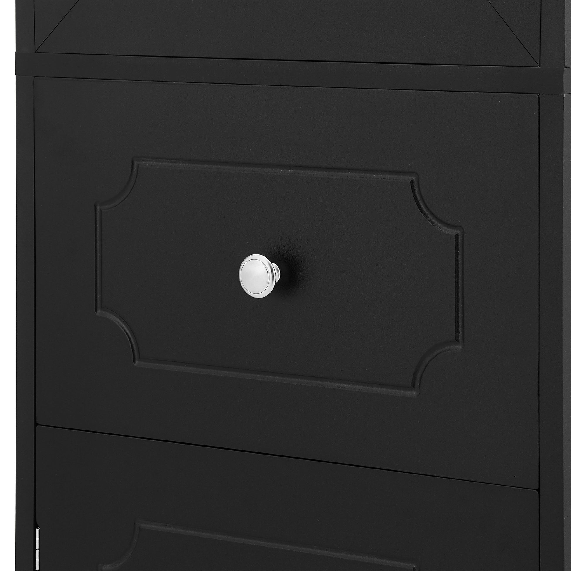 Tall Bathroom Cabinet, Freestanding Storage Cabinet With Drawer And Doors, Mdf Board, Acrylic Door, Adjustable Shelf, Black Black Mdf