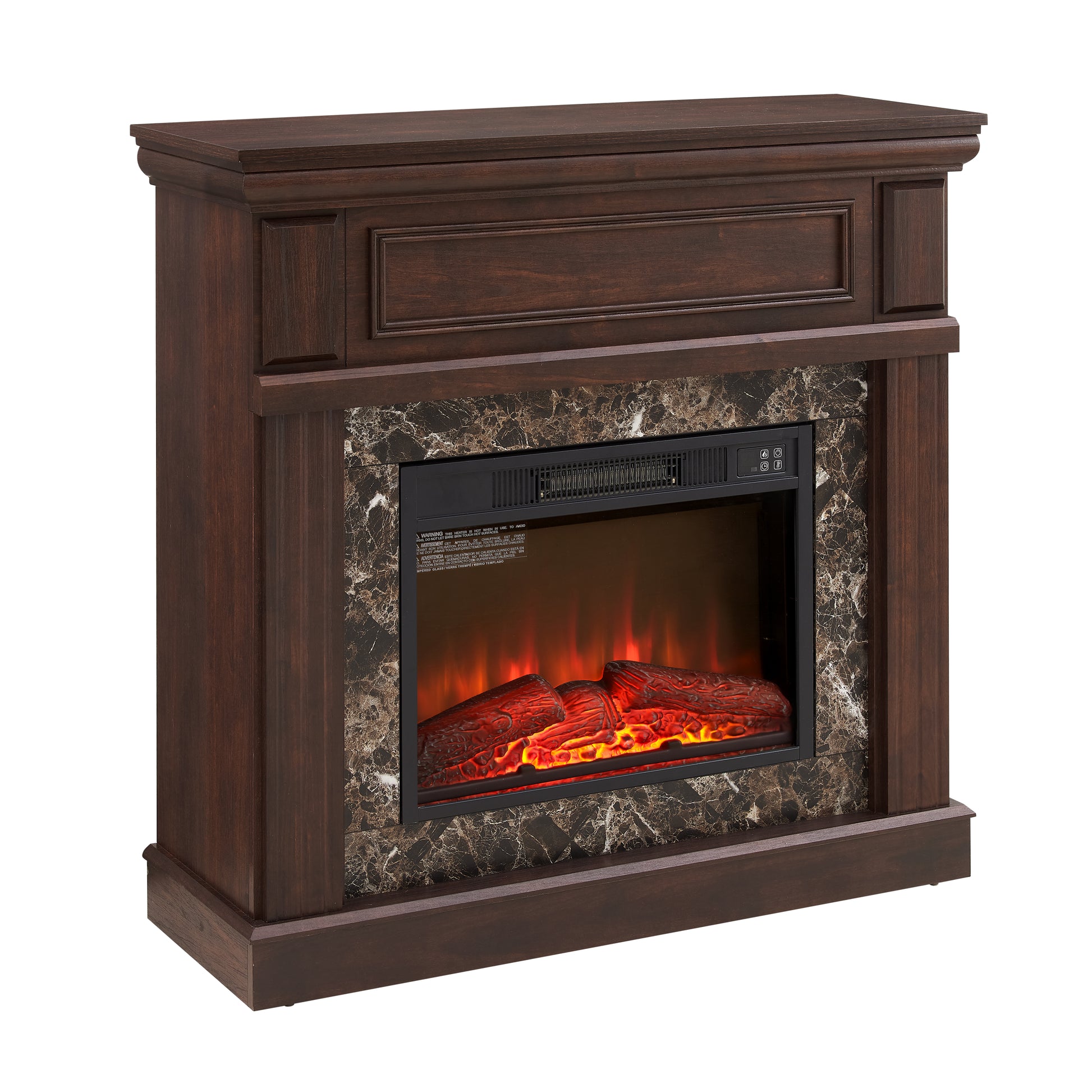 Electric Fireplace With Mantel,Fireplace Mantel Surround With 23" Fireplace Insert, Adjustable Flame, Remote Control, Cherry,41.34"W*14"D*40"H Cherry Mdf