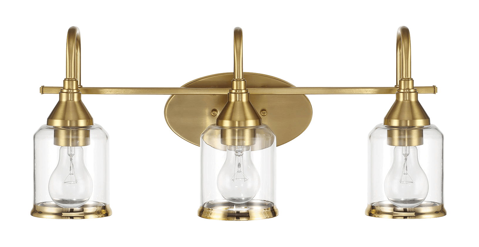 Twilight Three Lights Brushed Gold Contemporary Vanity Light 22"W 10"H 7.48"E With Clear Glass Gold Glass Bathroom Glass,Metal