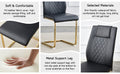 Table And Chair Set.Modern Rectangular Dining Table With Transparent Tempered Glass Tabletop And Gold Plated Metal Legs.Paried With 6 Comfortable Chairs With Pu Seats And Golden Metal Legs. Black Gold,Transparent Seats 6 Glass Metal