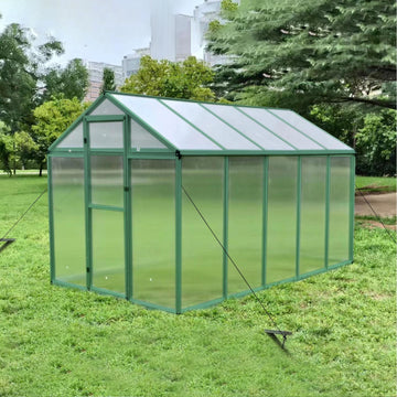 Newly Marketed Gain Height Windproofaluminum Greenhouse 6X10 Ft Polycarbonate Greenhouse Raised Base And Anchor Aluminum Heavy Duty Walk In Greenhouses For Outdoor Backyard In All Season Green Aluminium Alloy