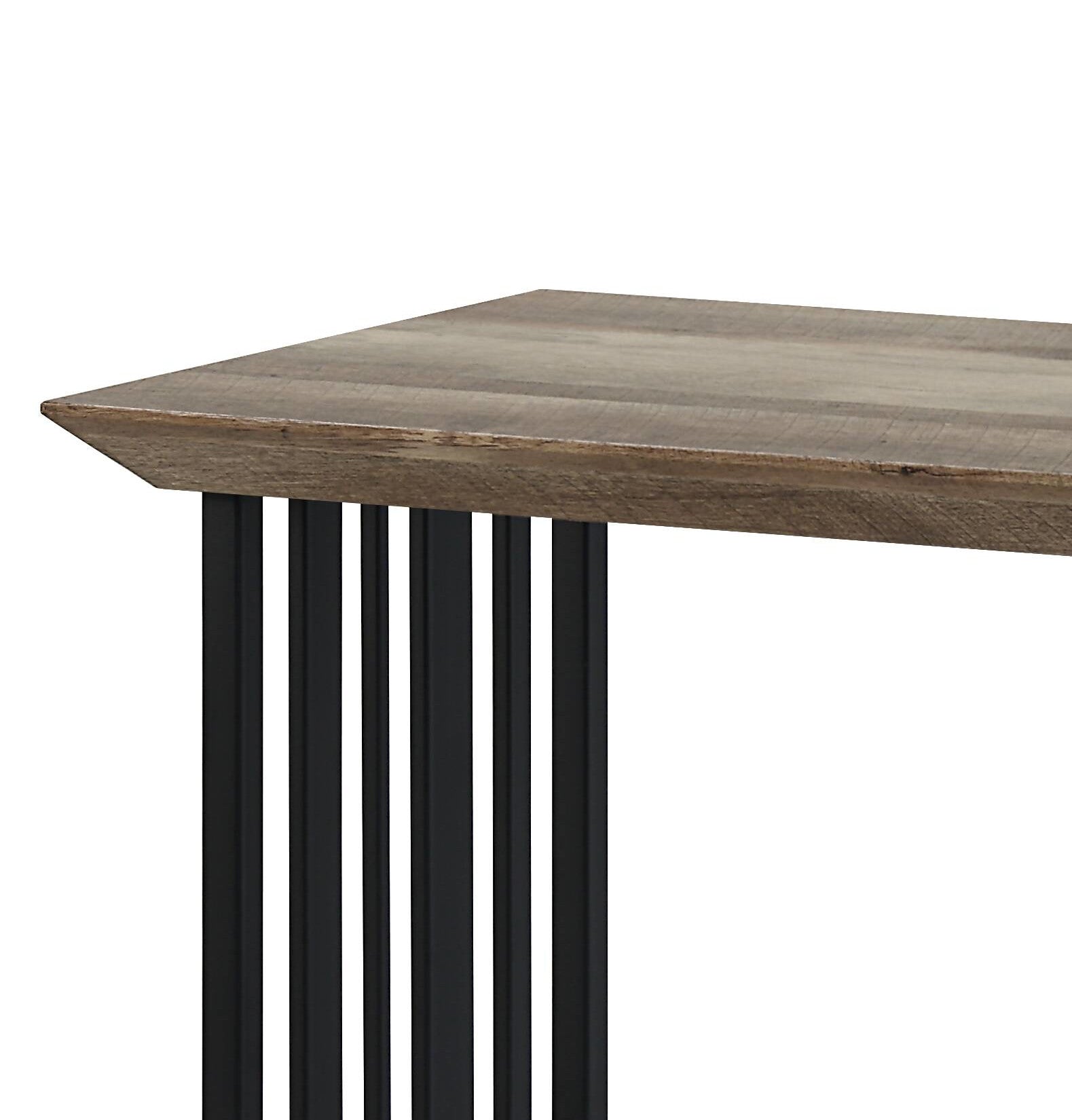 Antique Oak And Black Sofa Table With Double Pedestal Oak Primary Living Space Industrial Round Wood Metal Pedestal