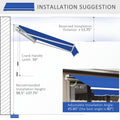 Outsunny 8' X 7' Patio Retractable Awning, Manual Exterior Sun Shade Deck Window Cover, Blue Blue Aluminum