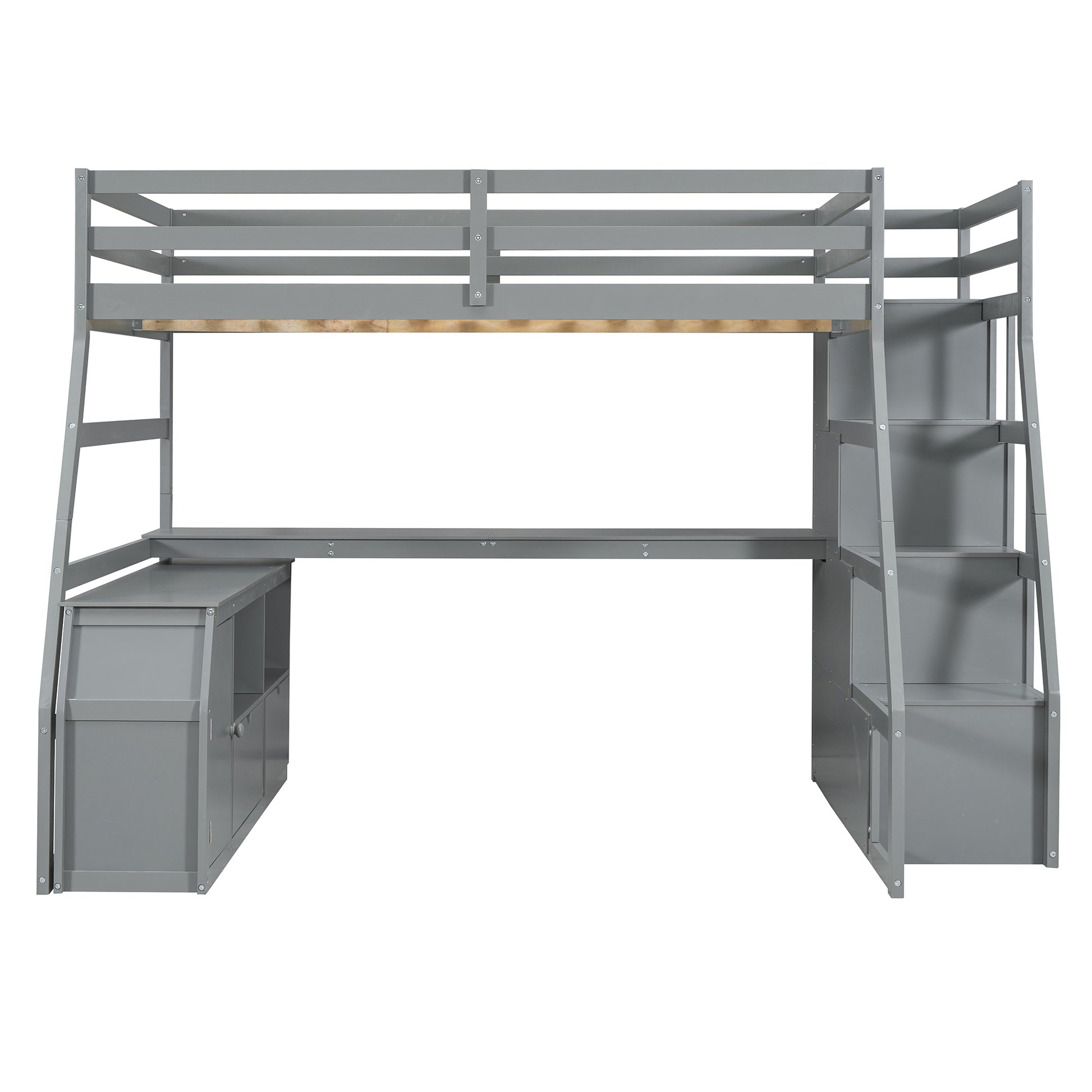 Full Size Loft Bed With 7 Drawers 2 Shelves And Desk Gray Full Gray Plywood