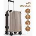 3 Piece Luggage Set With Tsa Lock & Double Spinner Wheels, Expandable Design For Large Storage,Champagne Black Abs