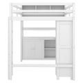 Wood Loft Bed With Cabinet And Bookshelf, Full Size Loft With Wardrobe And Desk For Kids,White Expect Arrival Date 2024 8 25 Full White Pine