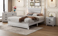3 Pieces Bedroom Sets Queen Size Upholstered Bed With Led Lights, Nightstands And Dresser With Metal Handles And Sparkling Shiny Decoration, White Expected Arrival Time:8.5 Queen White 3 Piece Set Mdf Metal