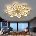 35Inches Ceiling Fan With Lights Remote Control Dimmable Led, 6 Gear Wind Speed Fan Light1 2 4H Timing Gold Modern Iron Plastic