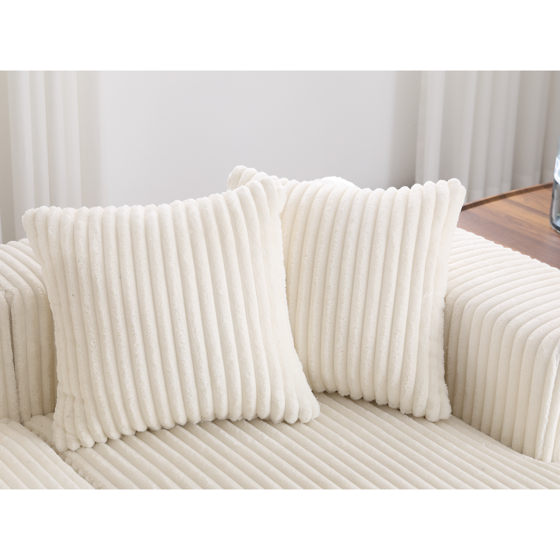 Arrived 131'' Modular Sectional Couch, U Shaped Sofachaise Lounge, Striped Fabric,Upholstered 4 Seater Couch For Living Room, Bedroom, Free Combination Sofa Corduroy ,White White Polyester Primary Living Space Soft Modern Square Arms Foam Upholstered 4