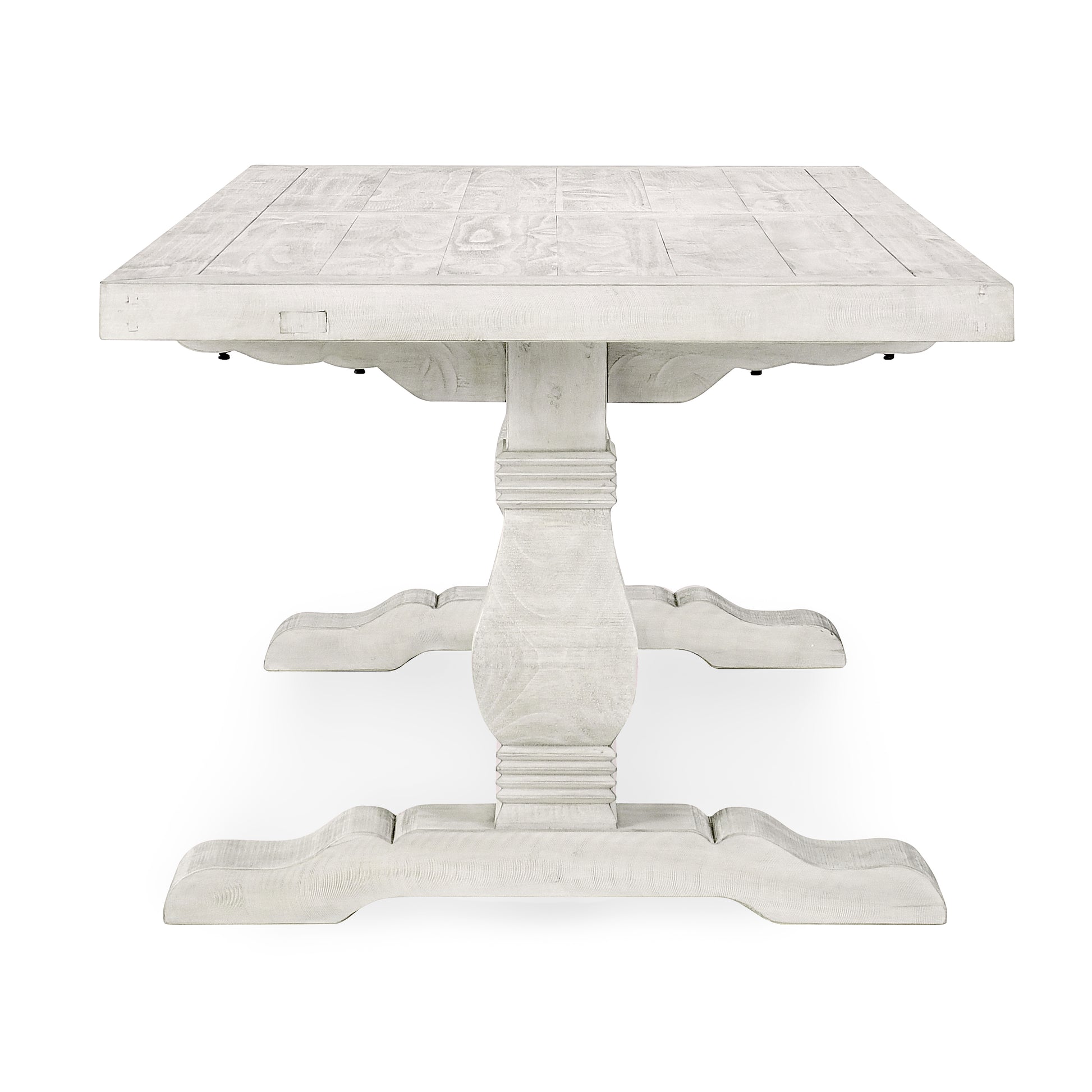 Caleb 94" Dining Table Distressed Ivory Antique White Pine