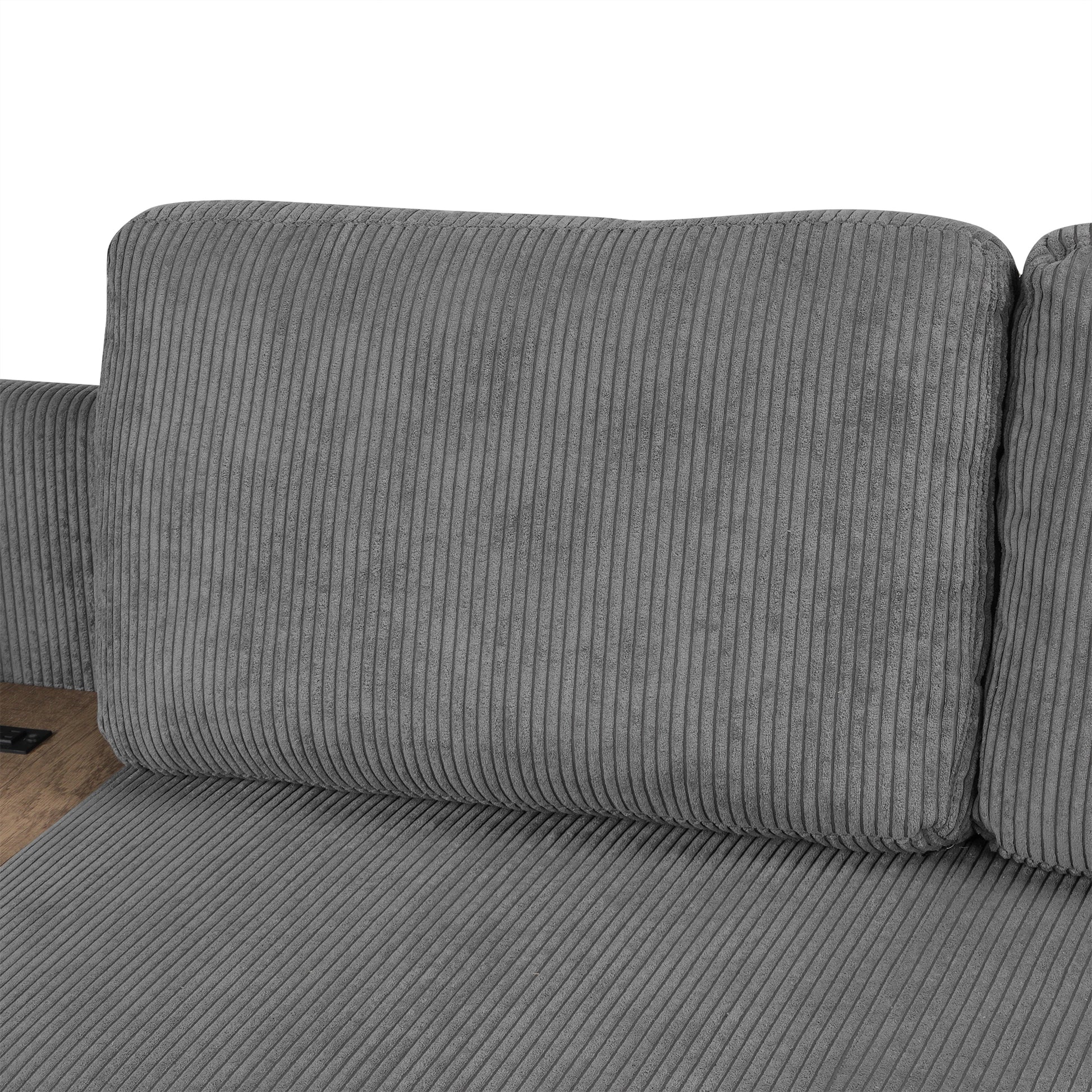 114" L Shaped Sofa Sectional Sofa With Two Usb Ports And Two Power Sockets, A Storage Drawer And A Reversible Chaise Lounge For Living Room, Grey Grey Foam Corduroy 3 Seat