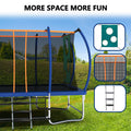 8X14Ft Outdoor Square Trampolines For Kids Adults Long Rectangular Tumbling Trampoline Blue Metal