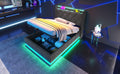 Twin Size Upholstered Bed, 360 Surround Led Function, Buttons Apps Remote Control, Hydraulic Storage Bed With Usb Type C Charging, Gray,Linen Without Mattress Twin Gray Linen