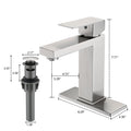 Bathroom Faucet Single Hole, Single Handle Stainless Steel Faucet For Bathroom Sink With Deckplate And Drain Assembly One Brushed Nickel Deck Mounted Bathroom Nickel Contemporary 1 Hole Faucets Stainless Steel Manual