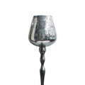 Ideally Stylized Keavy Candle Holder Silver Glass Metal