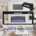 44 Inch In Wall Recessed Electric Fireplace With Remote And Multi Color Flame & Emberbed, Led Light Heater Powder Coated Electric Antique Black Vent Free Yes Insert Tempered Glass Sheet Metal