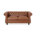 Seat Sofa Light Brown Brown Wood Primary Living Space Tufted Back American Traditional Rolled Arms Foam Pu