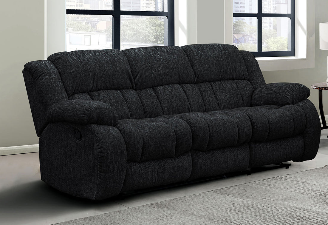 Stonic Ebony Reclining Sofa Black Fabric 3 Seat