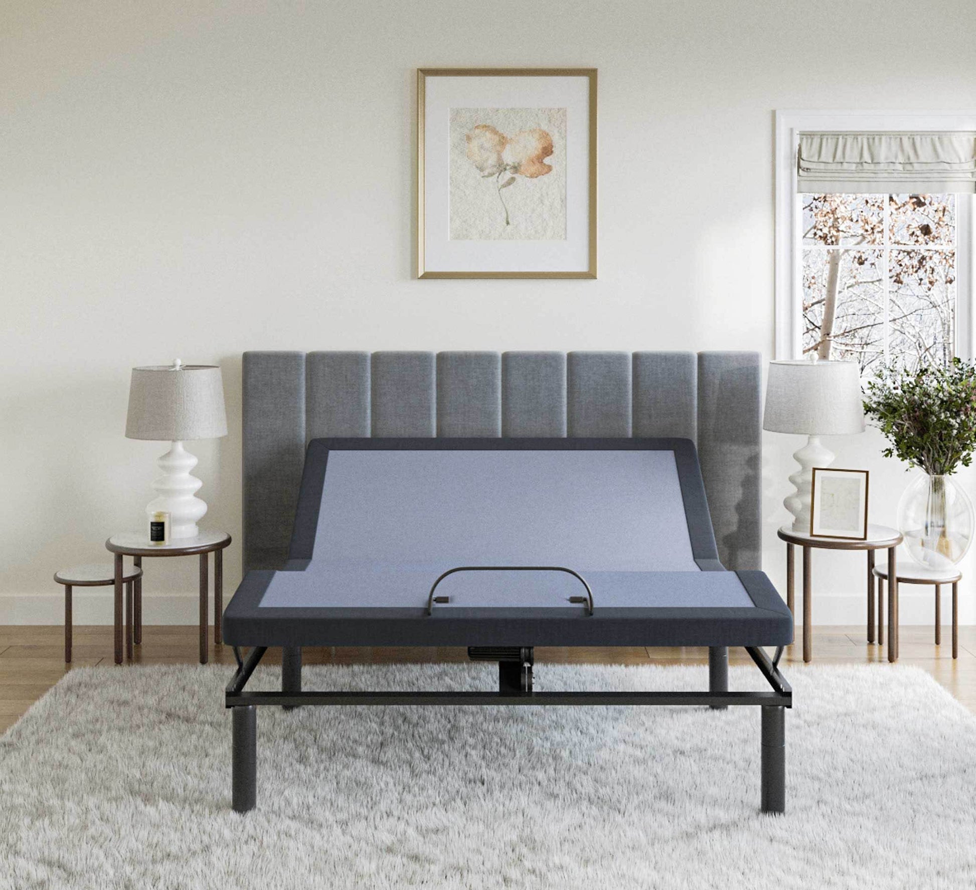 Bt2500 Queen Adjustable Bed Base With Full Range Positions Adjustment Box Spring Not Required Queen Blue Grey Steel