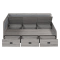 Full Size Daybed With Three Drawers And Three Storage Compartments, Gray Full Gray Mdf