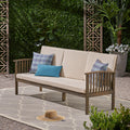 Casa 3 Seater Grey Cream Wood Waterproof Fabric